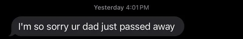 Screen shot of how I learned my father had passed