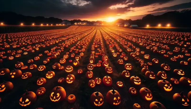 Pumpkins as far as the eye can see - thanks Dall-E 3!